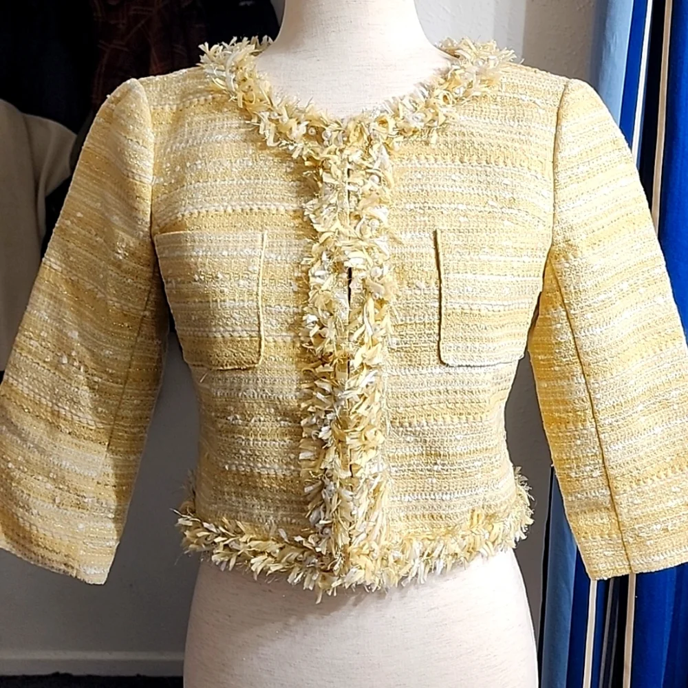 Lilly Pulitzer Women's Cropped Tweed Fringe Blazer